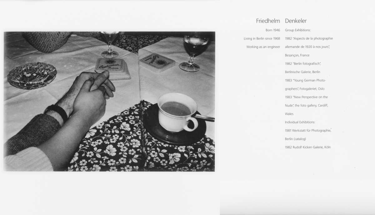 »Fotografie aus Berlin« (Katalog), Castelli Graphics, New York 1984, Jones/Troyer Gallery, Washington D.C., California Museum of Photography University of California, Riverside, alle 1984
