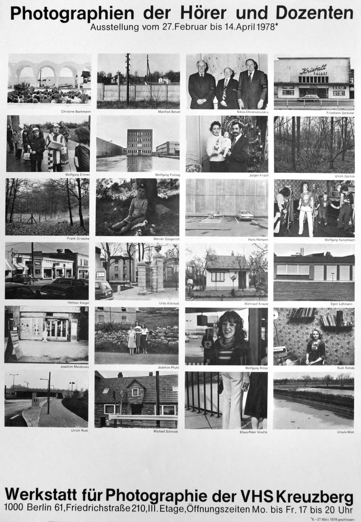 Plakat der Werkstatt für Photographie: »Photographien der Hörer und  Dozenten«, 1978